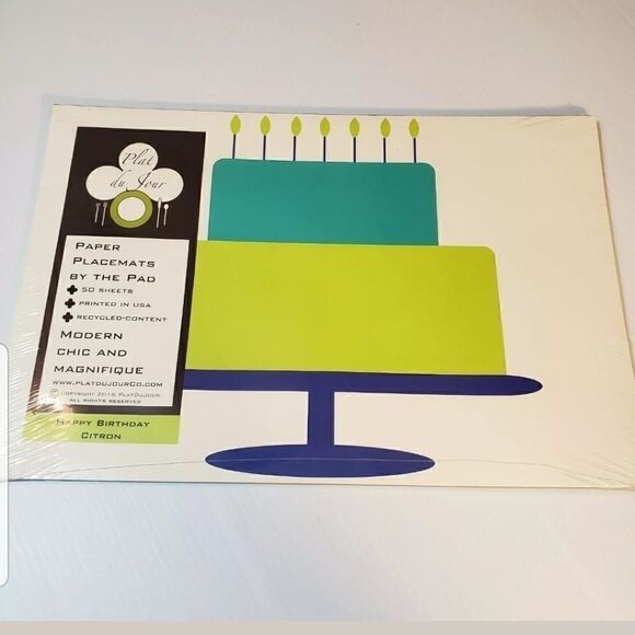Plat Du Jour Happy Birthday Placemats Pad 50 - Picture 1 of 4